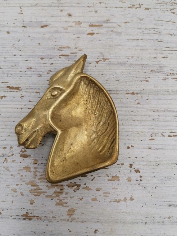 Vintage Brass Ashtray,figure Horse Ashtray, Golden Color Ashtray