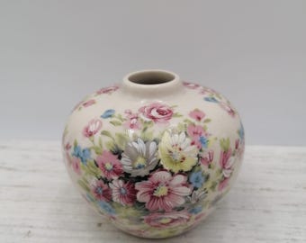 花柄花瓶 ヴィンテージ 3インチ～4.5インチ 中国製 蓋付き花瓶、珍しい花柄花瓶