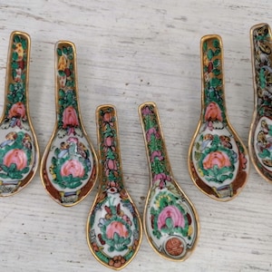 Vintage Chinese small soupe spoon,hand painted big Chinese Spoons,different colors Spoons China,small Chinese Spoons