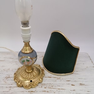 Antique Table Lamp, Brass and Glass Desk Lamp, Floral  Decorated Lamp, Home Decoration