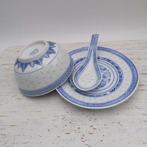 Juego de vajilla de cerámica de 4 piezas, plato, plato, cuenco, cuchara,  juego de vajilla japonesa pintada a mano, un buen regalo