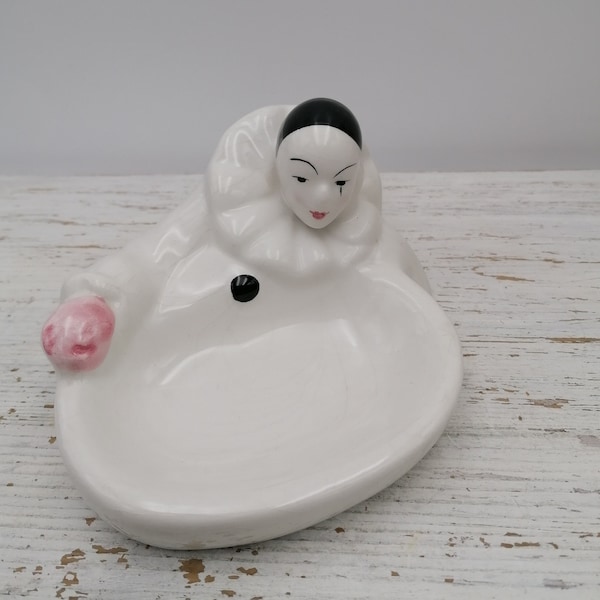 Antique Pierrot bowl, Vintage Pierrot Clown Figurines, Pierrot bowl Figurine, Clown Figurine, Collectible Figurines Pierrot, Ashtray Pierrot