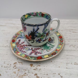 Chinese Coffee Set with red rooster ,Chinese Coffee Cup with Saucer,Chinese Hand Painted coffee set Asian Coffee Set,Oriental coffee set