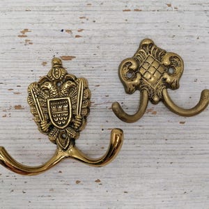 Vintage Solid Brass Wall Hook, Carved Brass Hanger, Clothes Golden Color Hanger, Towel Hook, Home Decor