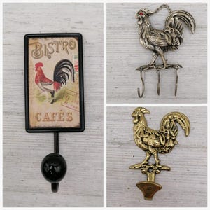 Vintage Solid Brass Wall Hook, Hanger Carved Hanger, Rooster Clothes Hanger,Golden Color Hanger, Towel Hook, Home Decor, Hook with rooster