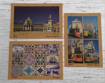 Postal de Corcho Portugués, Postal del Tranvía de Lisboa, Postal del Centro de Lisboa, Postal de Cerámica Portuguesa