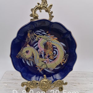 Chinese 7.8&quot;Porcelain Plate, ,Floral Pattern Plate,Chinese Porcelain Cobalt Oriental Plate,cold dragon China,Plate with dragon