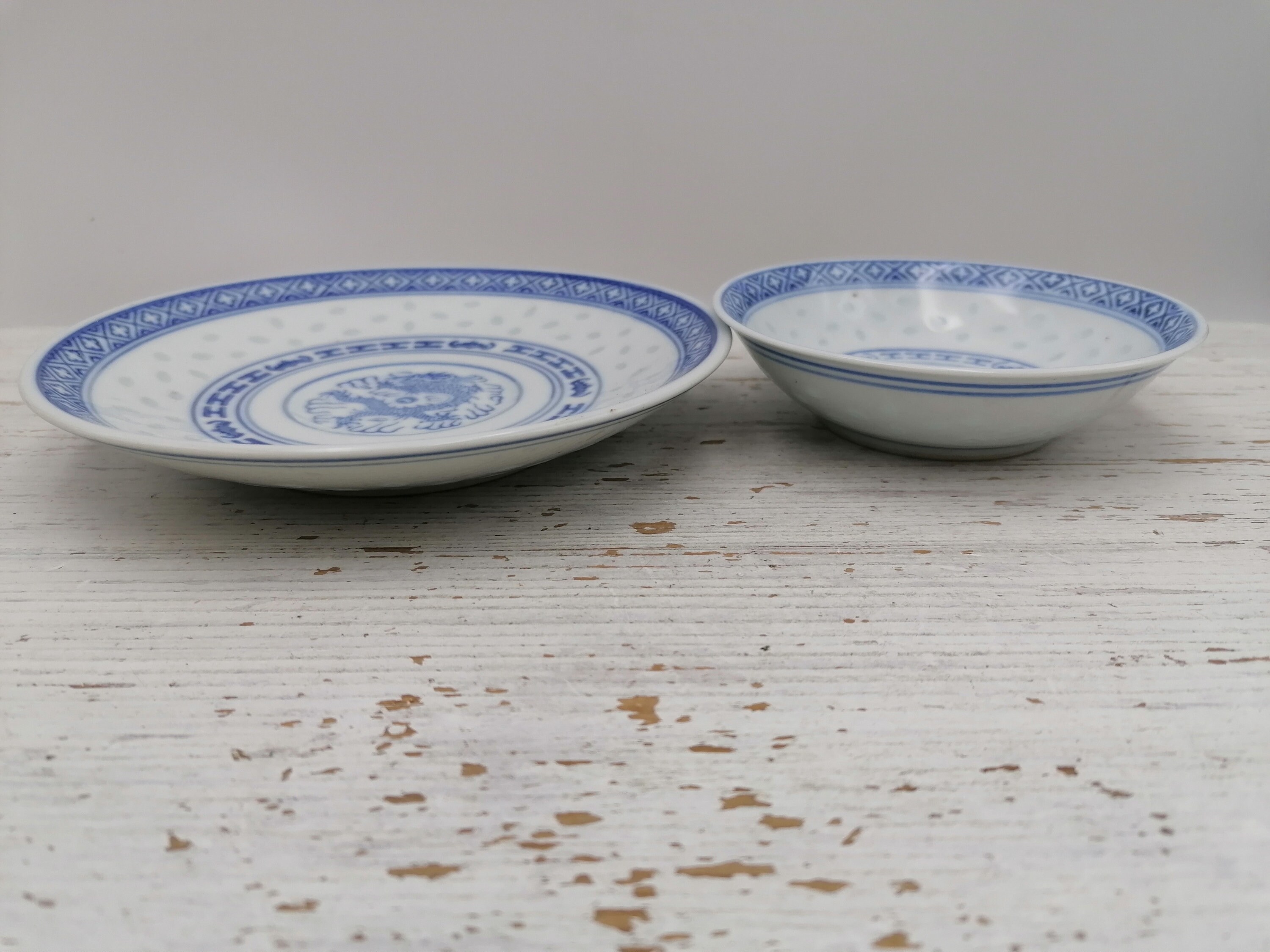 【2024福袋】 2 of Set Vintage Chinese Blue Dishes, Oriental Set Dishes, 工芸品