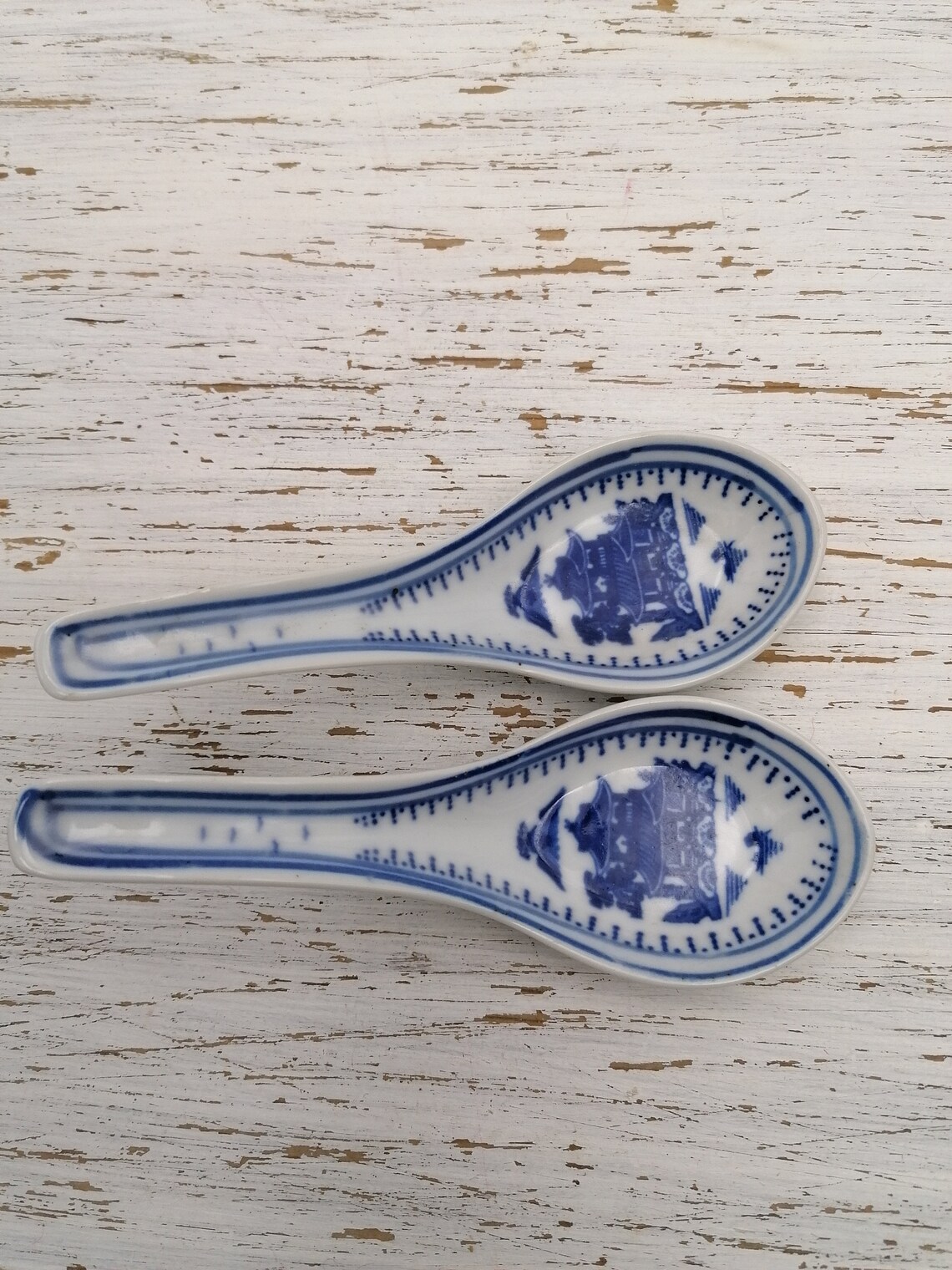 Set of 2 Vintage Chinese Spoons Blue Chinese Spoons Asian Etsy