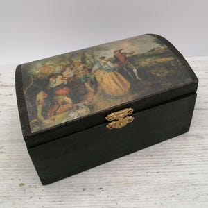 Vintage dekorative Holzkiste, handgefertigte Kiste, rechteckige Kiste, braune Holz Trinket Box, Holzkiste im romantischen Stil