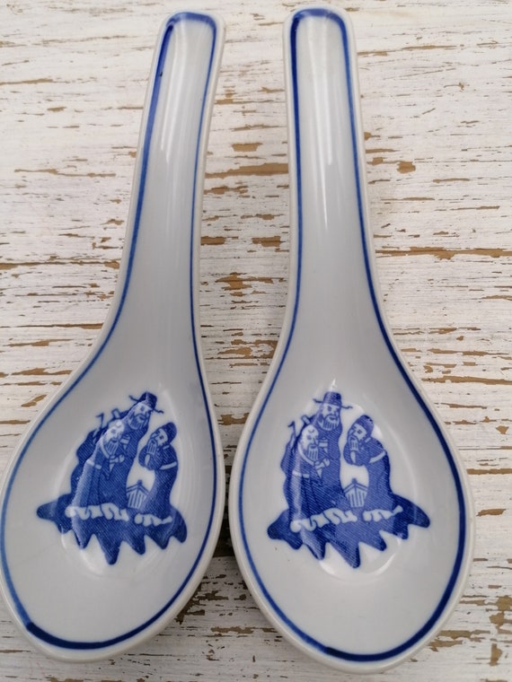 Lot De 6 Cuillères à Soupe Asiatiques En Céramique, Cuillères à