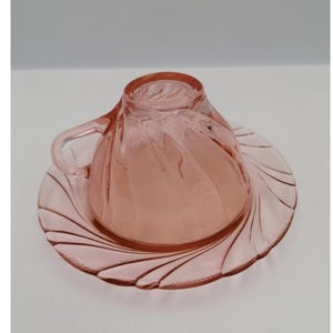 Vintage Vereco Tea/coffee Cup with Cake Plate, Pink Swirled Tea Cup and Plate, French Glasswear, Kitchenware, Home Decor
