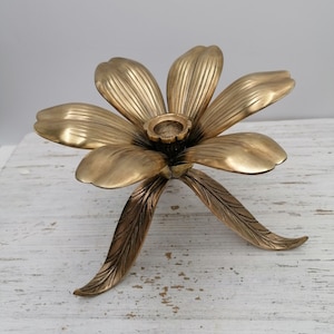 80th Colden Brass Ashtray,Carved Petal Flower Ashtray,Removable Petal Ashtray,6 Opened Petal Ashtray,smoking accessories,brass ashtray