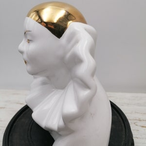 ANCIENNE SCULPTURE EN Albâtre Figurine Buste Pierrot Arlekin Antique