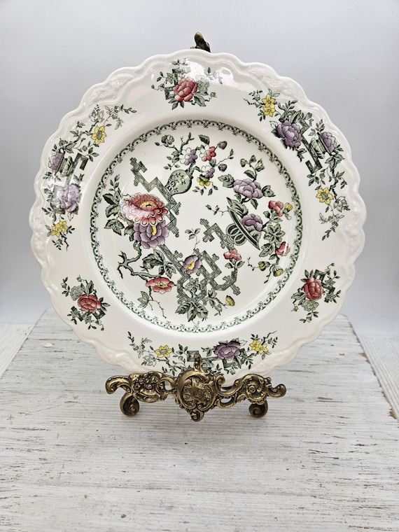 Vintage 25 cm Crown Ducal England Teller, englische grüne Schale, Porzellan aus England, grün-weiß, englisches Geschirr