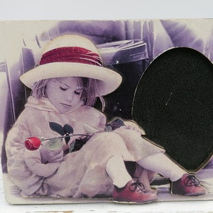 Moldura de papelão vintage, moldura de mesa, mini moldura oval, moldura de crianças, moldura de imagem de menina, decoração de casa