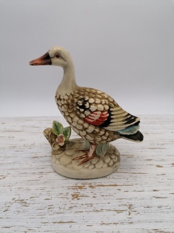 Antique Ceramic Duck Figurine, Decorative Duck, Antique Duck