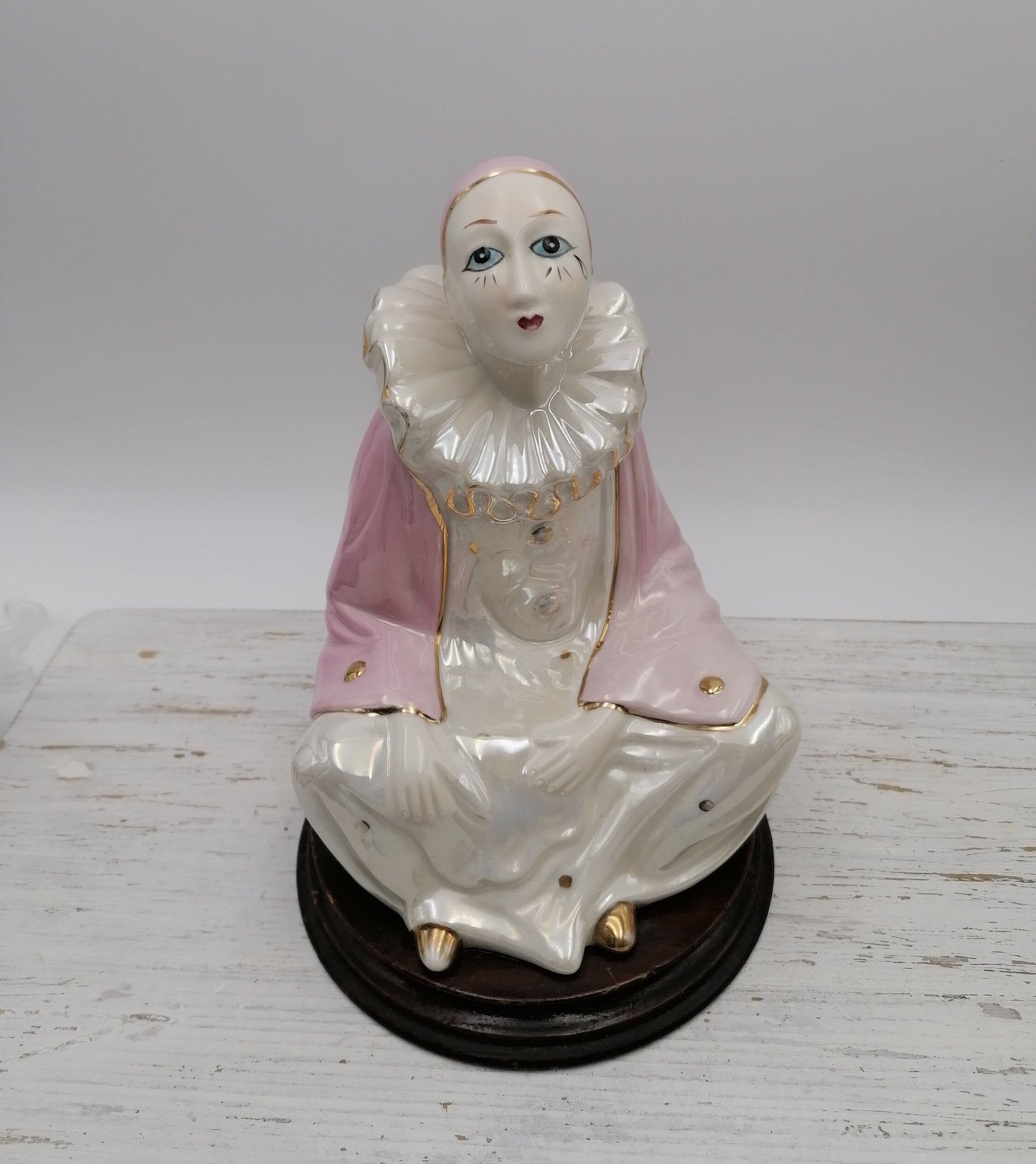 Antique Figure Pierrot,vintage Clown Figurine,ceramic Clown