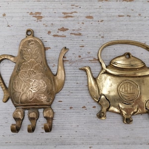 Vintage Solid Brass Wall Hook,big Hanger Carved Hanger, Clothes big Hanger,Golden Color Hanger, Towel Hook, Home Decor,Tea pot shape hook