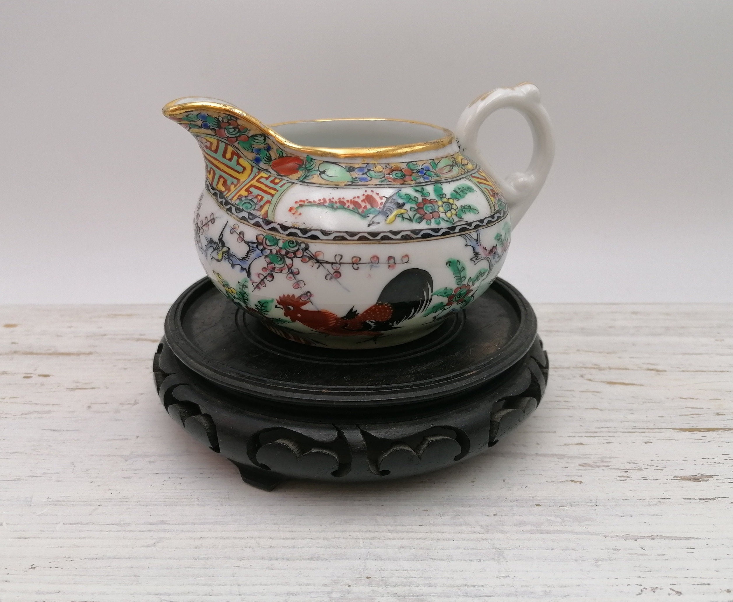 Petit pot à lait en forme de coq en céramique Lourdes Deruta, crémier coq en céramique peint à la main Italie Vintage 16,5 cm - France