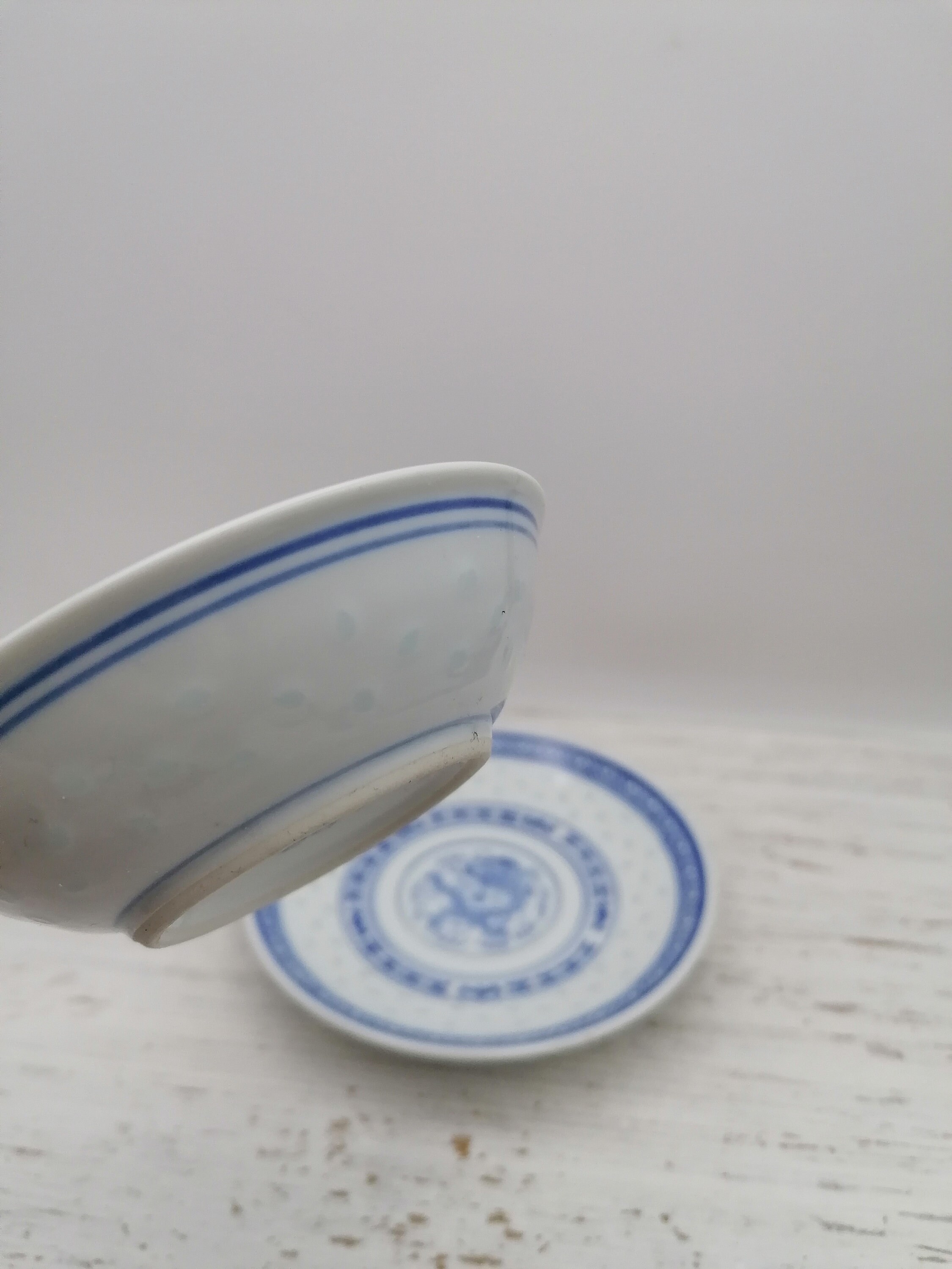 Vintage Set of 2 Chinese Dishes, Set Oriental Dishes, Blue