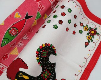 Set of 2 Portuguese 18"×23"Tea Towel, Cotton Kitchen Towel, Rooster Decorative Towel, Traditional Portuguese Decor Towel,  Portuguese Gift