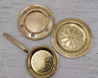 アンティーク 真鍮製 エッチングプレート 装飾皿 金属製彫刻プレート