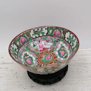 Tazón chino grande para sopa de 15 cm, tazón chino para sopa, tazón chino de la familia Rose, tazón chino con medallón Rose, tazón chino raro