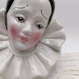 Buste En Porcelaine Irisé Pierrot - Vintage, Blanc, Céramique