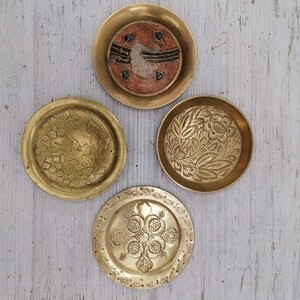 Gesneden 3&quot; messing Indiase borden, kleine koperen snuisterijen, woondecoratie, koperen kleine borden, Indiase koperen borden
