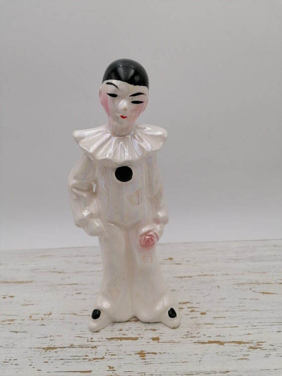 多色 陶器製 ピエロ像 多色 陶器製 ピエロ像