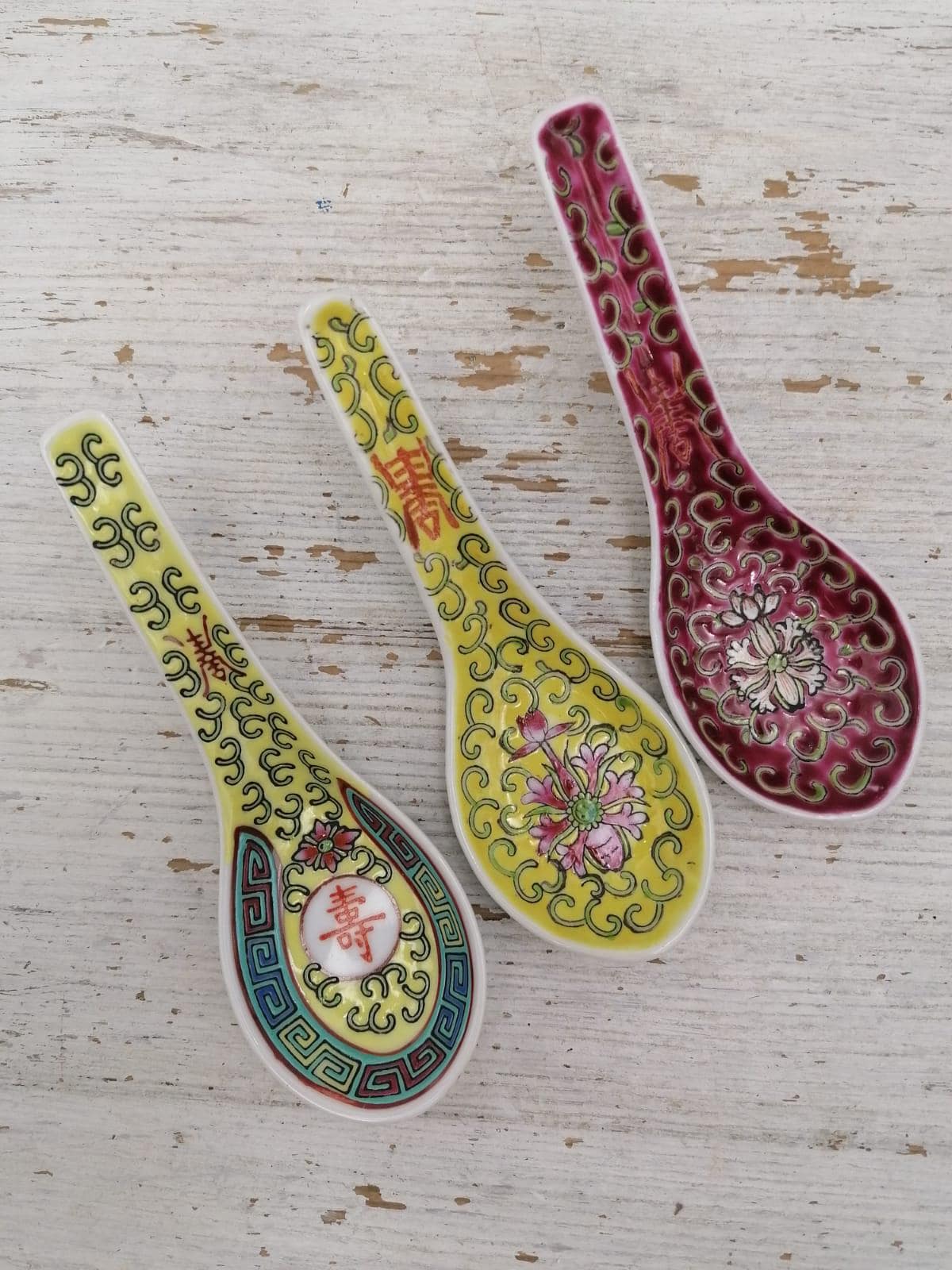 Vintage-Löffel aus chinesischem Porzellan, chinesischer Porzellan-Suppenlöffel, handbemalter China-Löffel, Löffel aus China, orientalischer Löffel