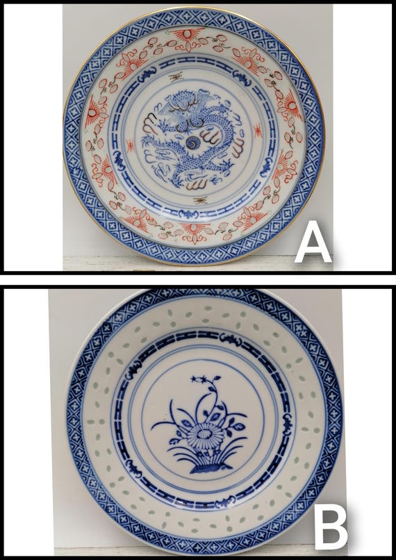 中国製7インチ皿、小さな中国製皿、青と白の中国製皿、装飾皿 - Etsy 日本