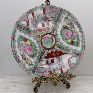 Vintage Chinese 9&quot;big plate, Oriental Rose Medallion plate, Rose Familie Chinese plate,Big plate Chinese, Rare Colllectible plate