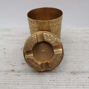 Vintage Brass Ashtray, 4 Cigarette Ashtray, Carved Ashtray, Collectible Ashtray,Cold unique Ashtray, Decorative Ashtray