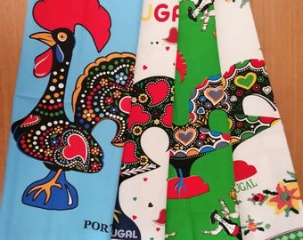 Portuguese Tea Towel with rooster, Cotton Kitchen Decorative Towel, Traditional Portuguese Decor Towel, Portuguese Gift