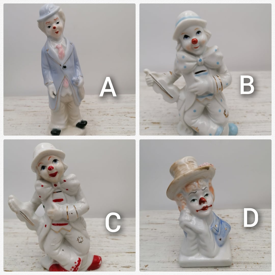 Vintage Clowns Figurines , Porcelain Clowns , Porcelain Clown Figurine
