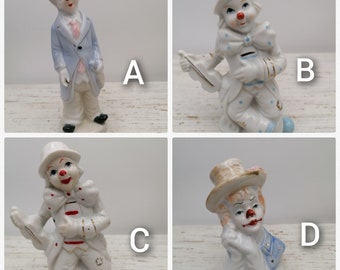 Vintage Clowns Figurines , Porcelain clowns ,  Porcelain Clown Figurine, Clown in a hat , Collectible Clown figure, clown - vase