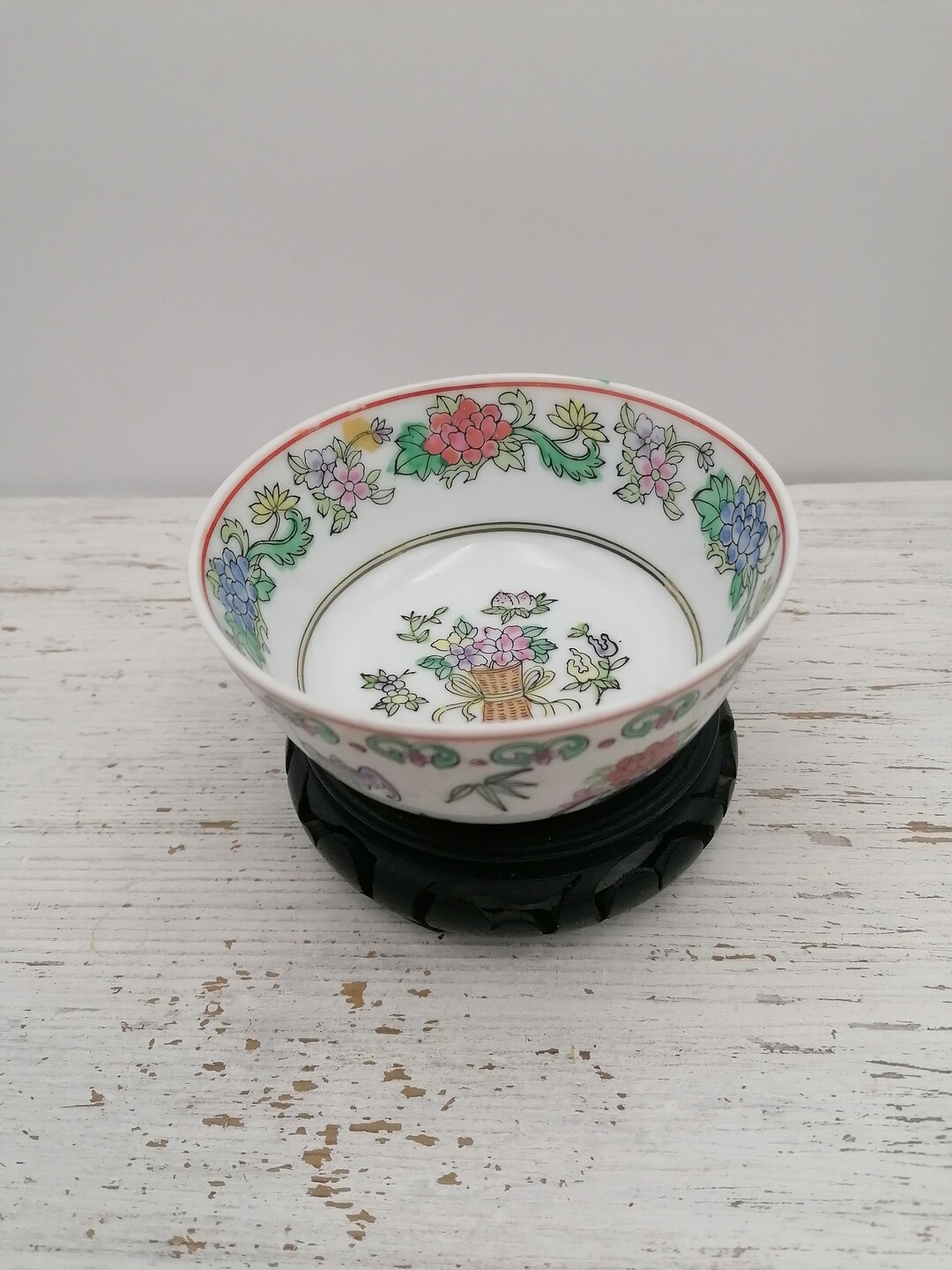 Vintage Chinese Bowl,floral Motive Chinese Bowl, Oriental Porcelain
