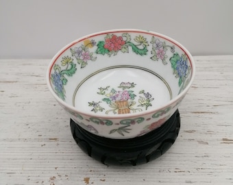 Vintage Chinese Bowl,Floral Motive Chinese bowl, Oriental Porcelain bowl,Gift for her,Chinese bowl , Asian dishes