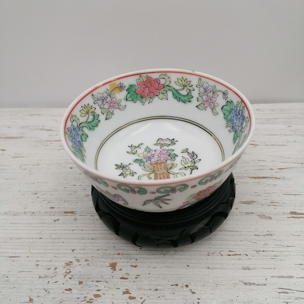 Bol chinois vintage, bol chinois à motif floral, bol oriental en porcelaine, cadeau pour elle, bol chinois, plats asiatiques