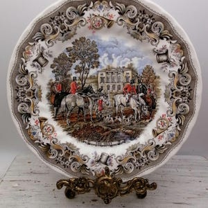English hunting plate by Churchill, Equestrian decor, Horse riding plate,Vintage horse plate, Hunting scene plate,Horse lover gift
