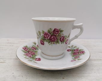 Chinese Floral Tea Set, Chinese Porcelain Tea Cup with Saucer, Made in China cup, Asian Porcelain tea Set, Oriental Decor, Home Decor