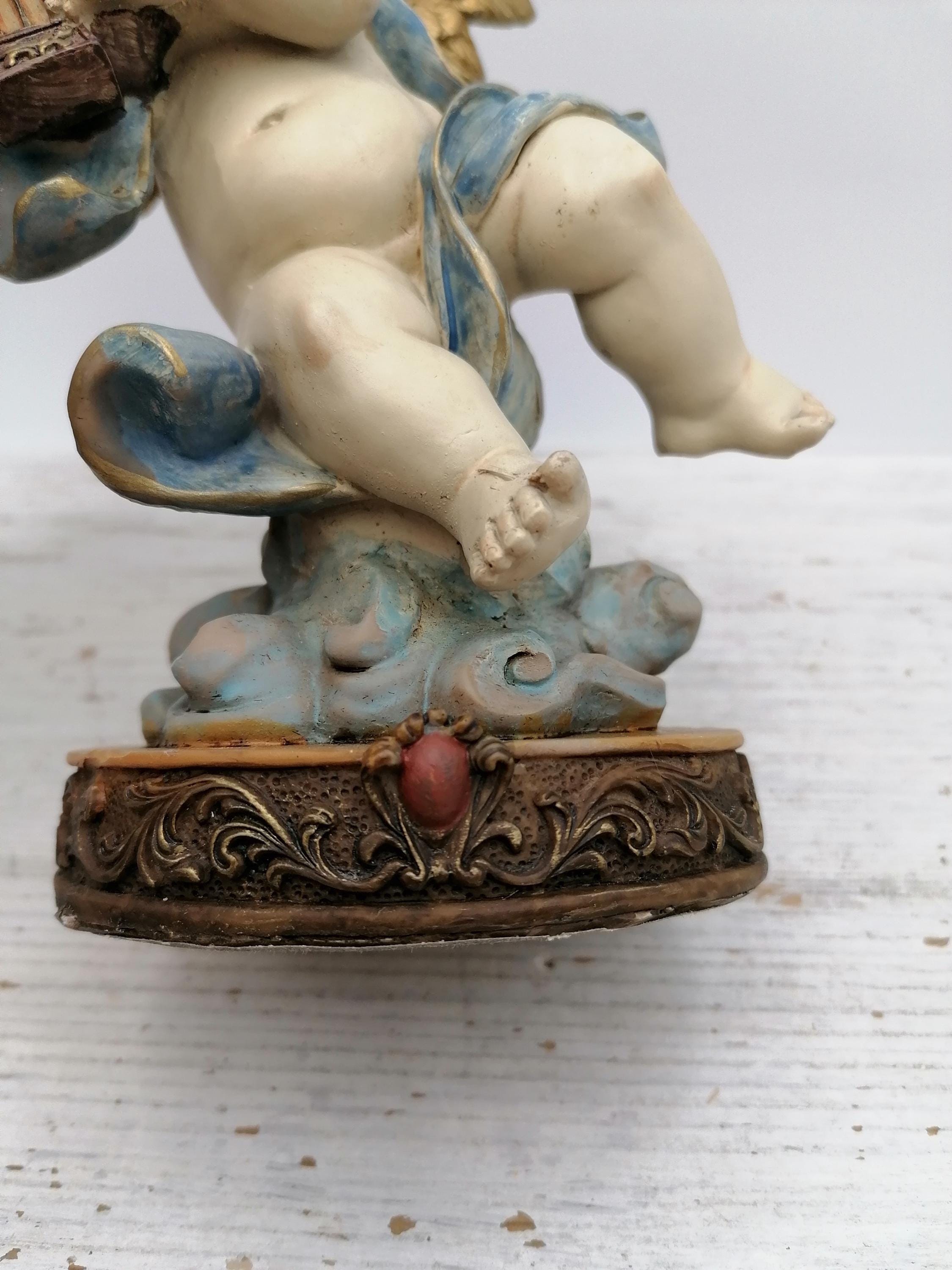 竪琴または小さなハープを持った天使の置物。 - Etsy 日本