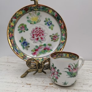 Set Coffee Chinese Porcelain, Oriental coffee set, unique coffee set, China Porcelain coffee set, Floral coffee set Chinese,Hand-painted set