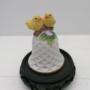 Vintage porcelain Bell with birds, white bell, Small white bell, decoration bell and birds, Collectible bell