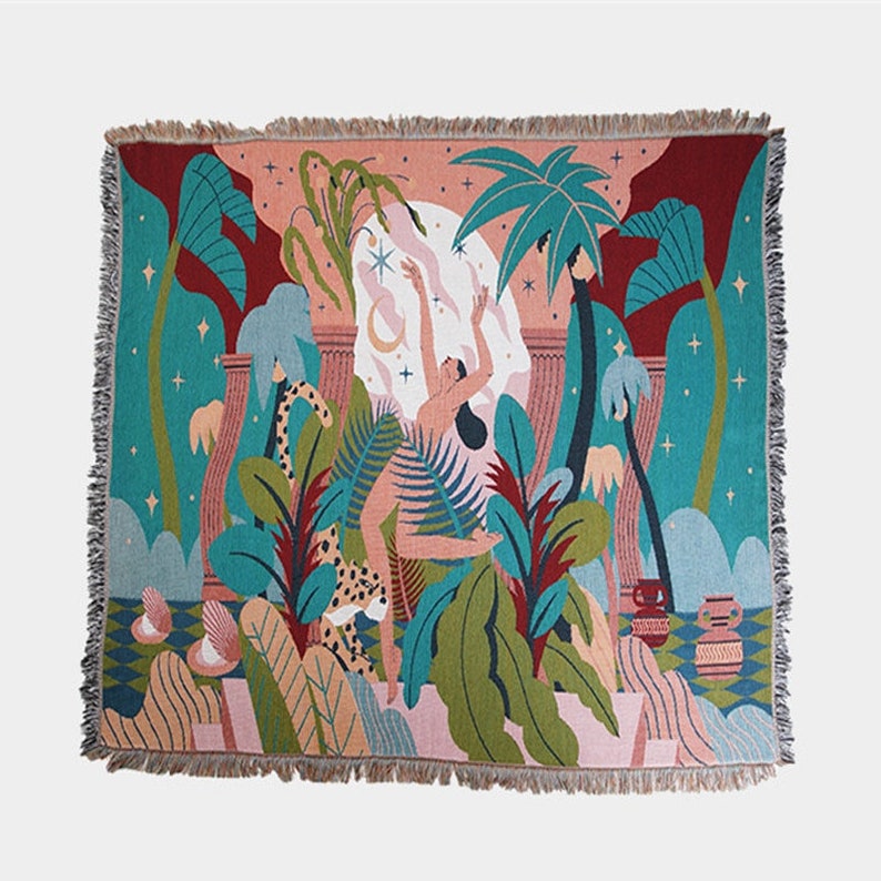 Boho hand woven nordic throw blanket decor abstract