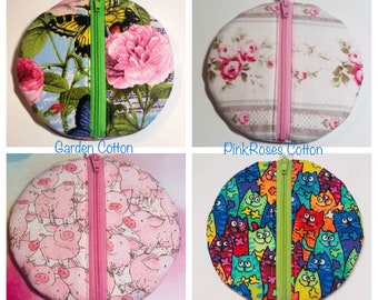 Handmade ornament coin purse with zipper cotton coin purse ornaments coin purse keychain round coin purse Halloween small purse,