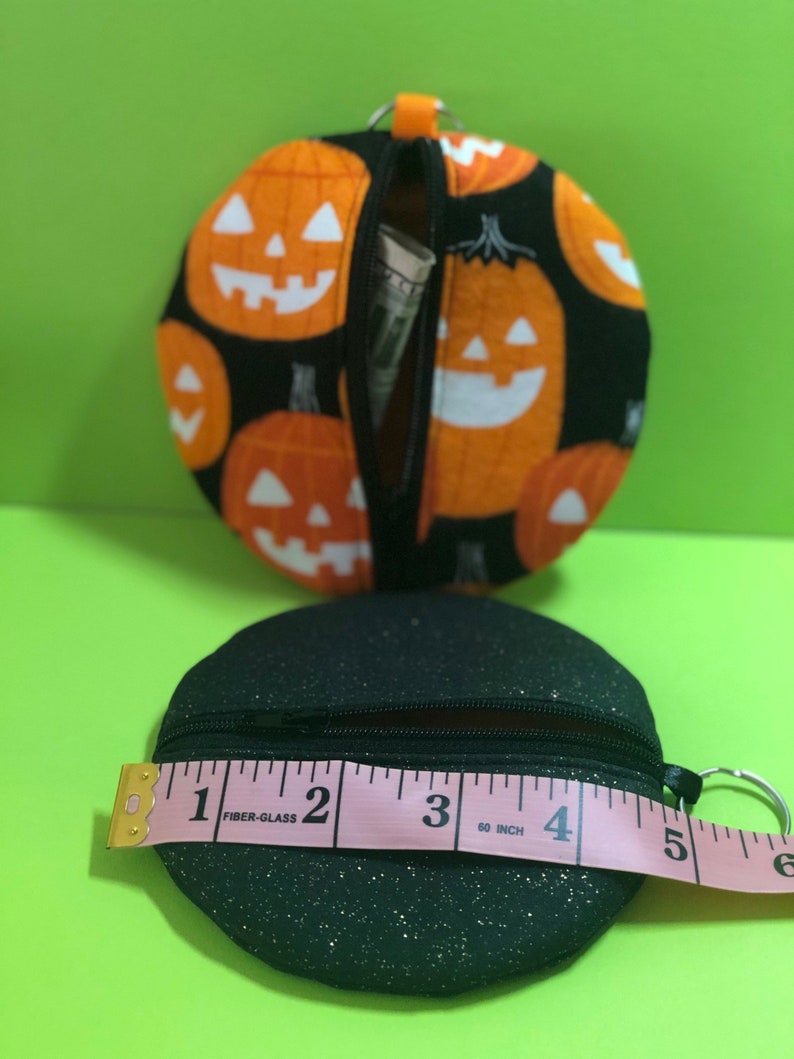 Handmade ornament coin purse with zipper cotton coin purse ornaments coin purse keychain round coin purse Halloween small purse,