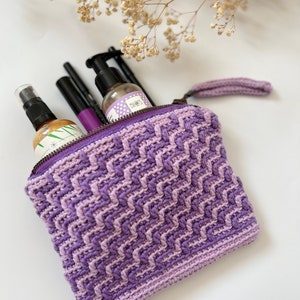Organizador de maquiagem, bolsa de crochê, bolsa de maquiagem feita à mão, estojo fofo, bolsa grande de maquiagem, presente de aniversário.
